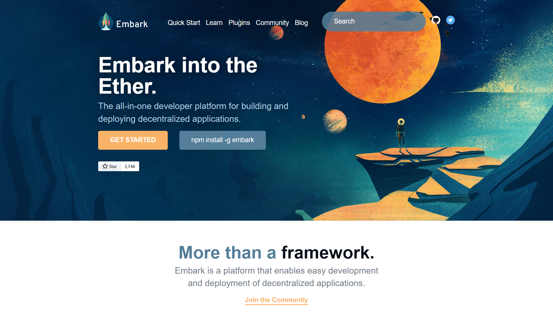 Embark Home page
